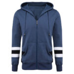 Blue Men S Casual Hooded Zip Up Hoodie
