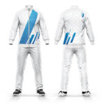 Men White Track Suit with Blue Stripe